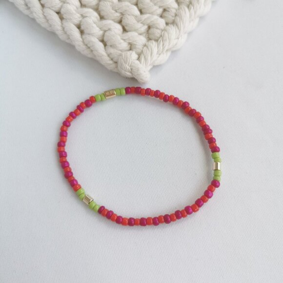 Authentic Roxanne Assoulin Color Therapy Pink Green Beaded Bracelet - Picture 3 of 3